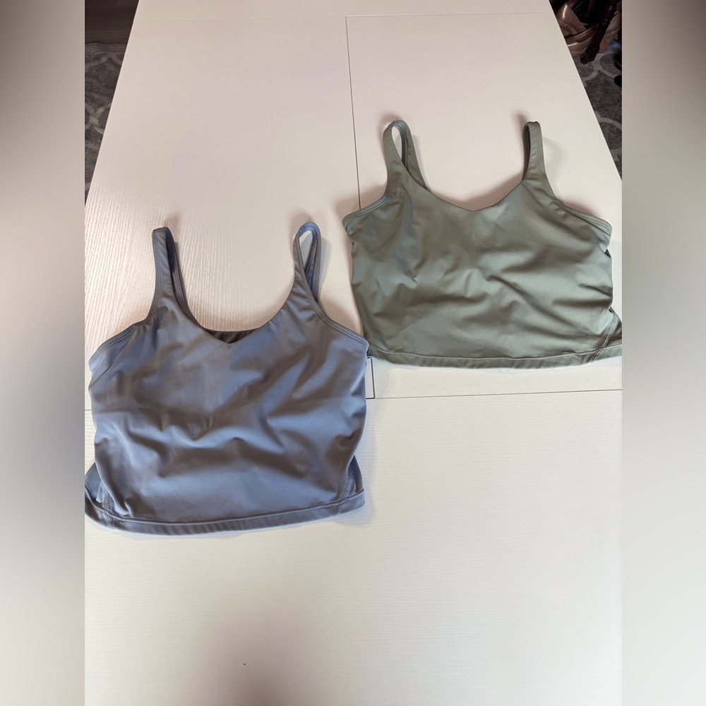Two Workout Tanks Size Small In Grey & Sage Green